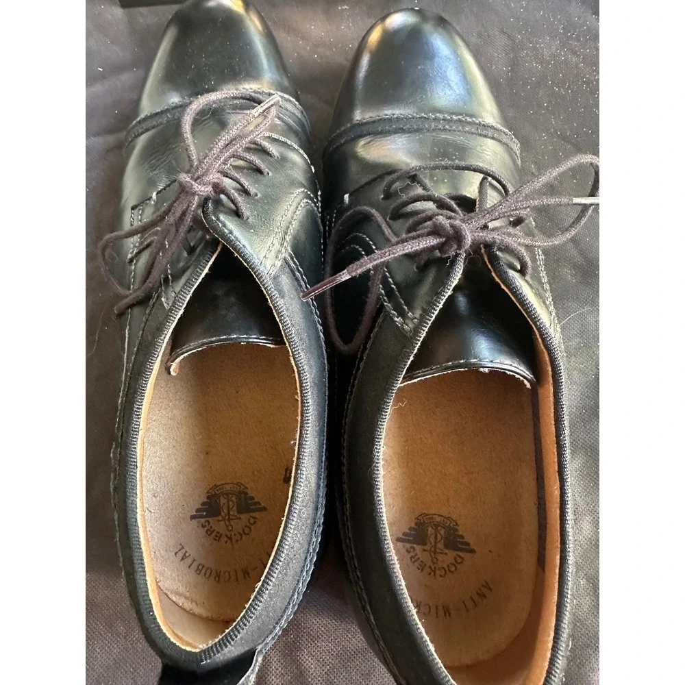 Dockers Mens Black Leather‎ Dress Shoes Lace Up Cap Toe Oxfords 10.5M